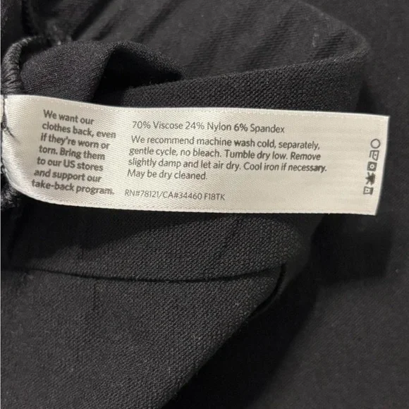 Eileen Fisher Black Straight Leg Pants Size Medium Elastic waist 24” inseam - Picture 6 of 6